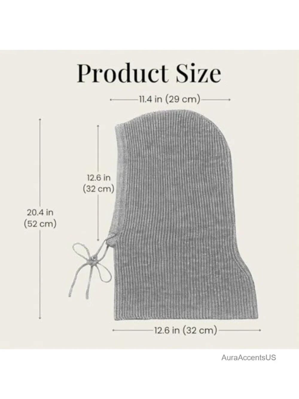 Winter Knit Hooded Scarf Balaclava with Drawstring, 3-in-1 Neck Warmer Hat